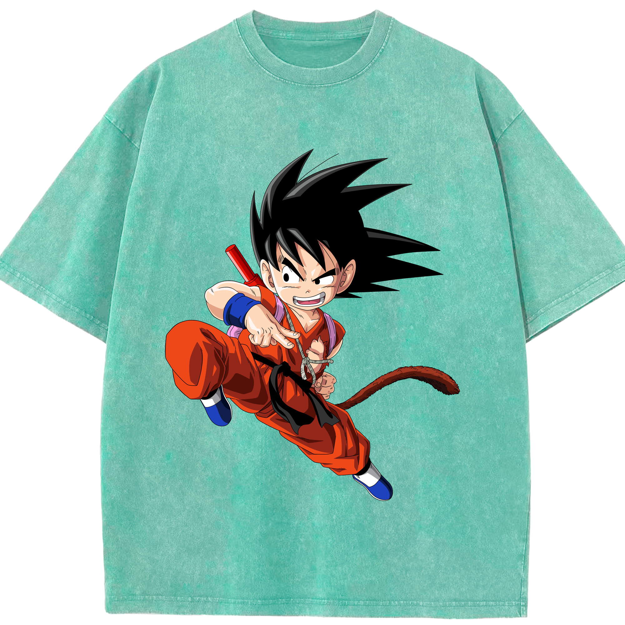 （画像用） ドラゴンボール 孫悟空（そん ごくう）Son Goku カカロット DRAGON BALL Kakarotto 綿100% ヴィンテージ風 半袖Tシャツ（フロントプリント）